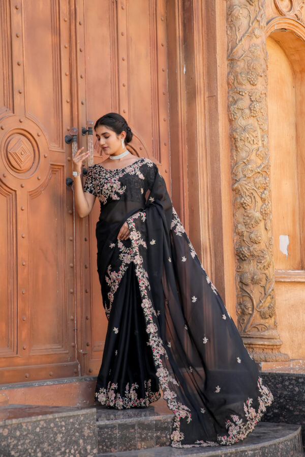 Midnight Enchantress Silk Saree