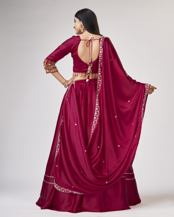 Mirror Magic Maroon Chaniya Choli Lehenga