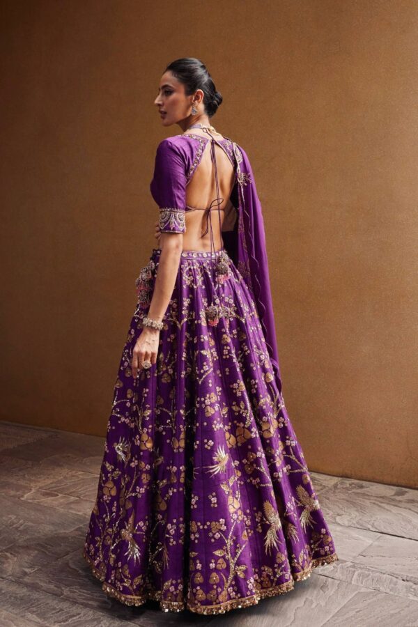 Purple Draped Lehenga