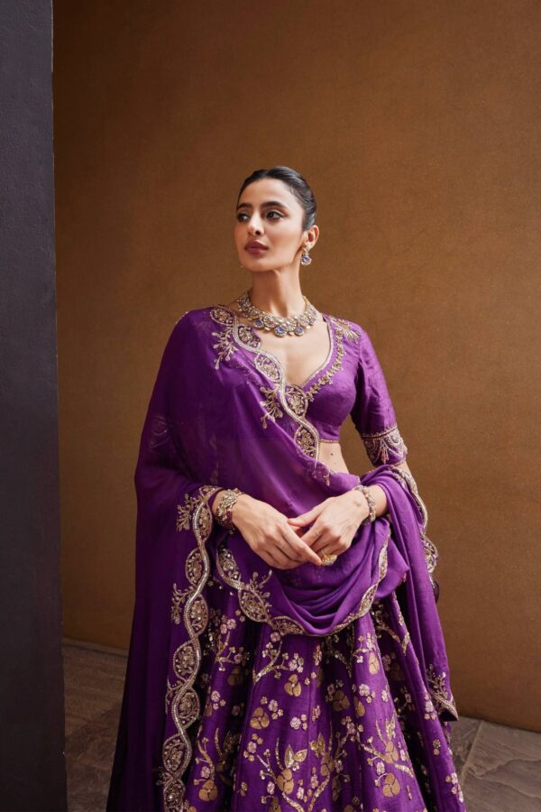 Purple Draped Lehenga