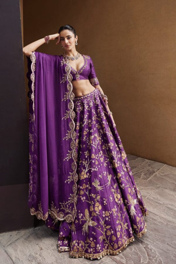 Purple Draped Lehenga