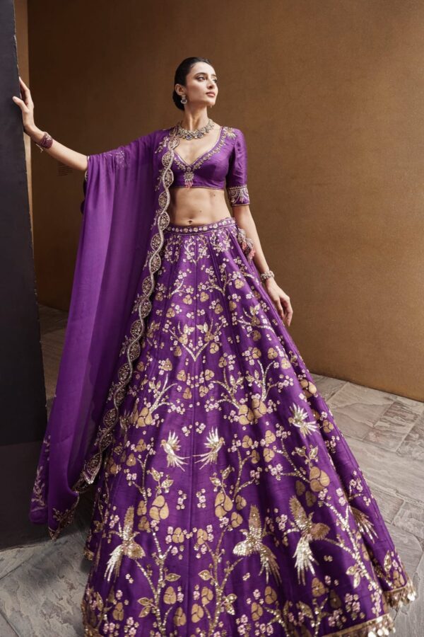 Purple Draped Lehenga