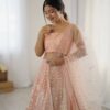 Peach Sequins Net Lehenga
