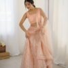 Peach Sequins Net Lehenga