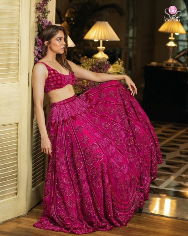 Designer Kasturi Silk Lehenga with Velvet Blouse & Net Dupatta