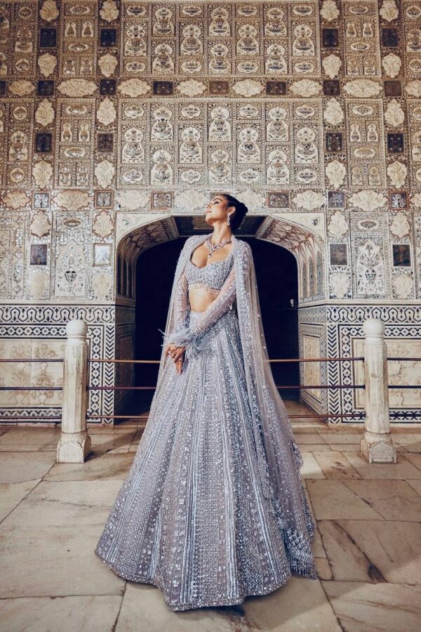 Glittery Grey Shimmer Lehenga Set