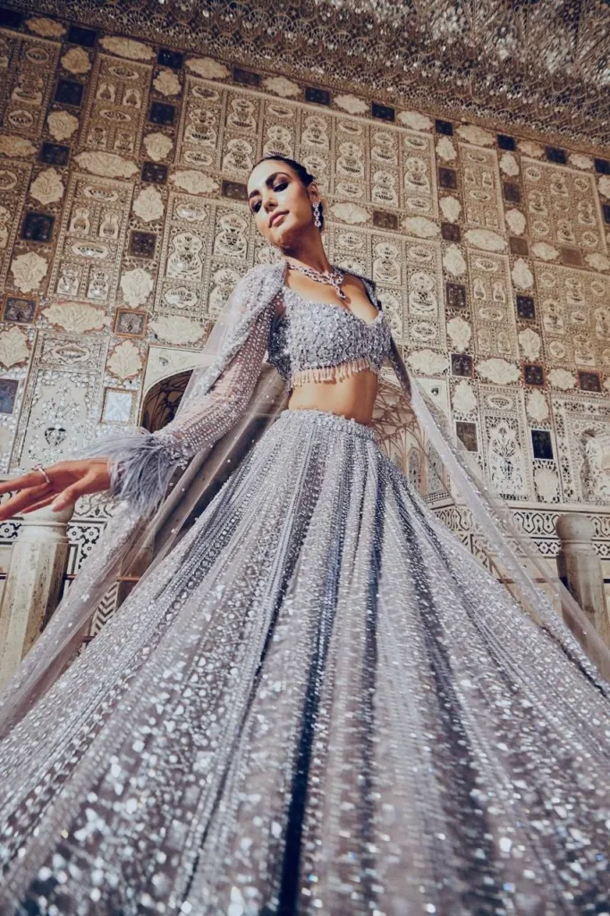 Glittery Grey Shimmer Lehenga Set