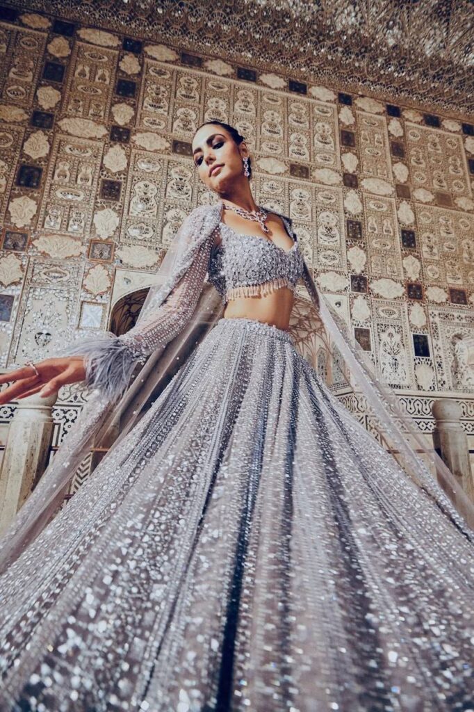 Glittery Grey Shimmer Lehenga Set