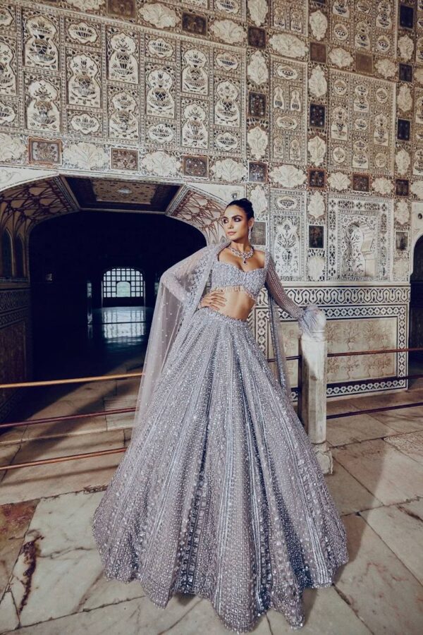 Glittery Grey Shimmer Lehenga Set