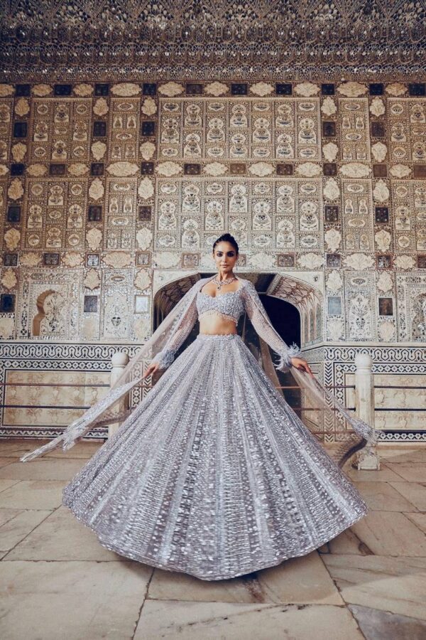 Glittery Grey Shimmer Lehenga Set
