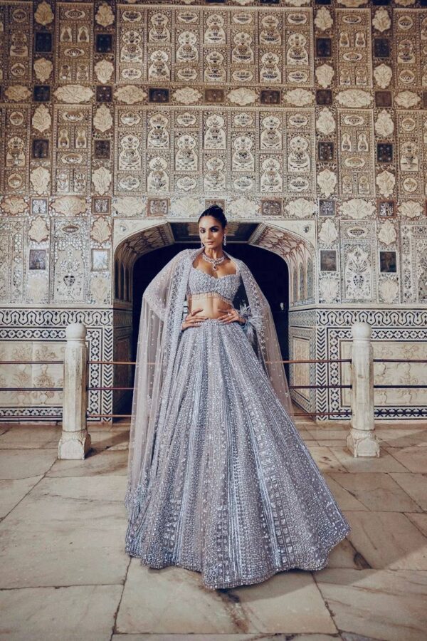 Glittery Grey Shimmer Lehenga Set