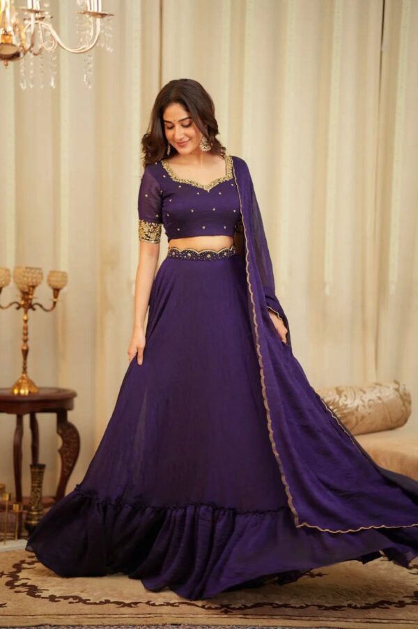 Purple Party Wear Lehenga