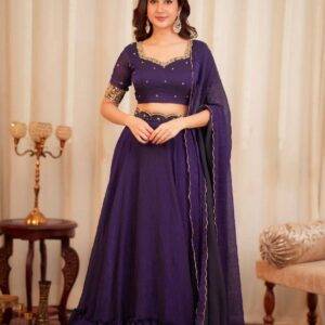 Purple Party Wear Lehenga - Image 3