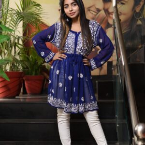 Dark blue chikankari kurti