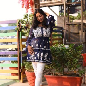 Heavy stylish Blue chikankari kurti