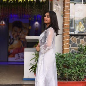 Grey straight chikankari kurti - Image 3