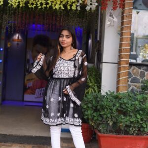 Traditional Black chikankari kurti - Image 1