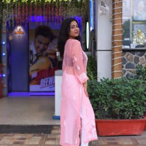 Chikankari kurti with special neck design - Image 2