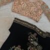 black velvet saree, designer velvet saree, party wear velvet saree, heavy embroidered black saree
