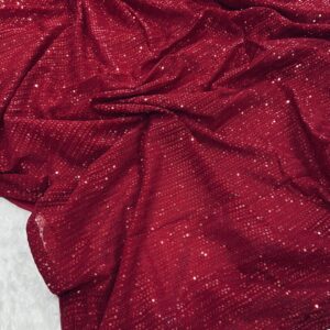 Lustrous Elegance Red Sequin Saree - Image 3