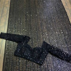 Black net saree with heavy sequence work