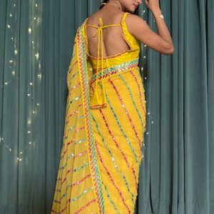 Yellow festive saree - Image 3