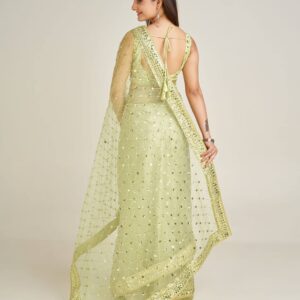 Net saree with sequins & dori work - Image 4