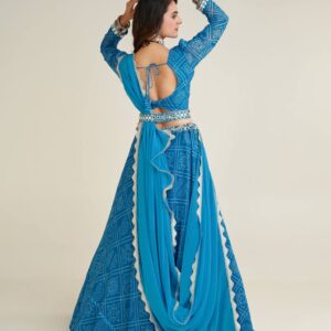 Digital print Georgette lehnga with thread and sequence work - Image 3