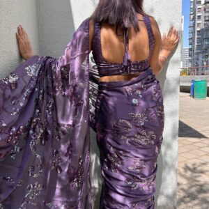 Purple Heavy Kasturi silk saree - Image 3