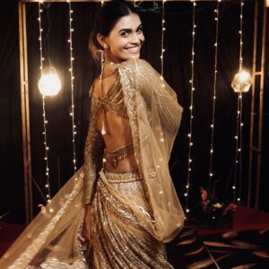 Heavy flair Kasturi silk georgette lehenga with sequin dori embroidery and can can support