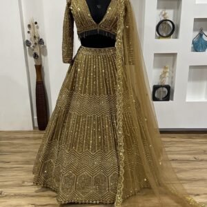 Net dupatta with sequin dori work and glass pipe tassels border