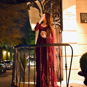 Wine Sequin Saree - Image 3