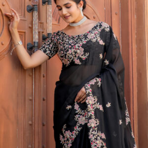 Midnight Enchantress Silk Saree