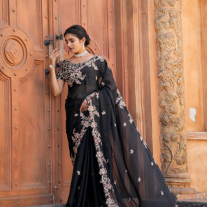 Midnight Enchantress Silk Saree - Image 3