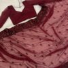 Designer Wine Sequin Saree draped beautifully for photoshoot – Falconn