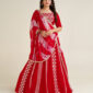 Ruby glow mirror work lehenga choli front view