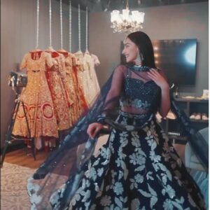 Kasturi Silk Georgette Lehenga choli (Nevy Blue)