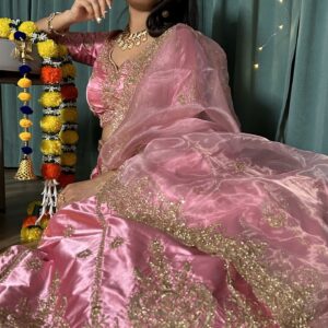 Japan satin silk lehenga with dori , sequins & zari work - Image 3