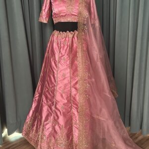Japan satin silk lehenga with dori , sequins & zari work - Image 5