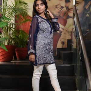 Navy Blue Chikankari Kurti - Image 2