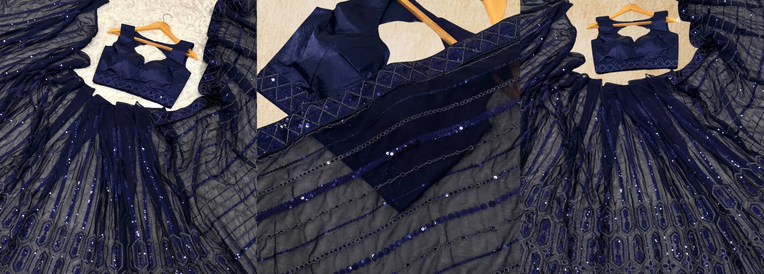 Azure Sequin Georgette Saree