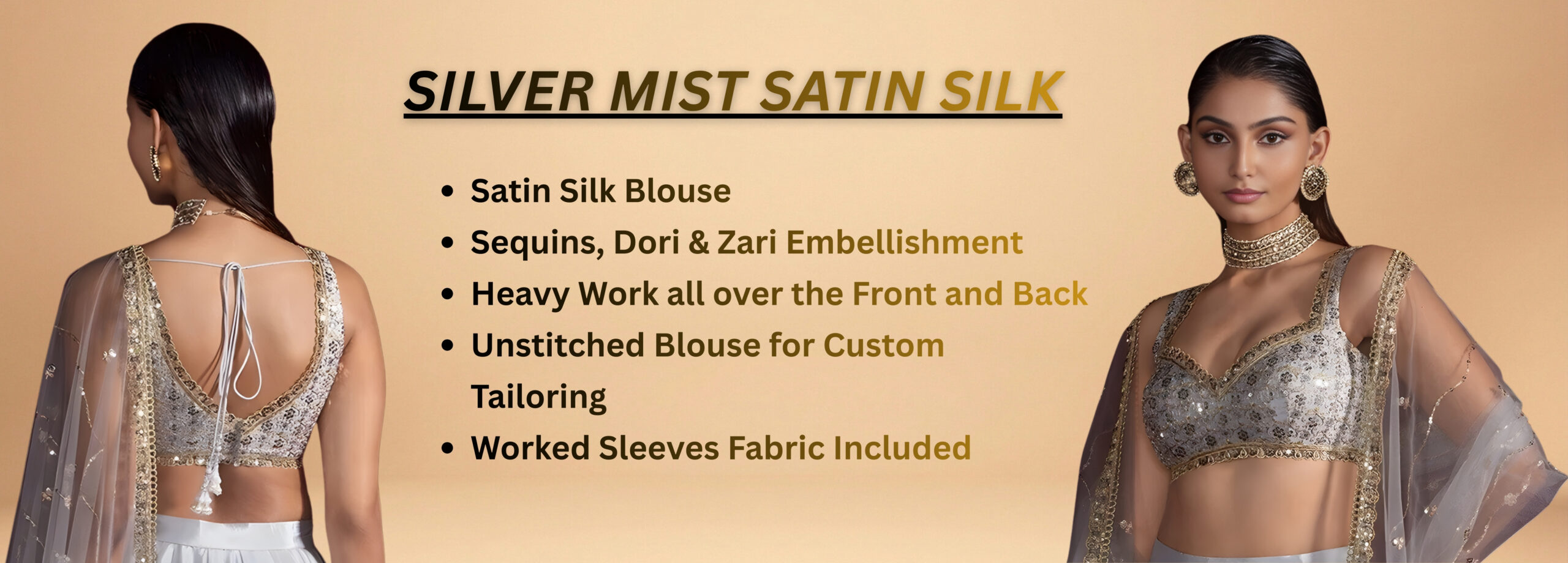 Silver Mist Satin Silk Lehenga