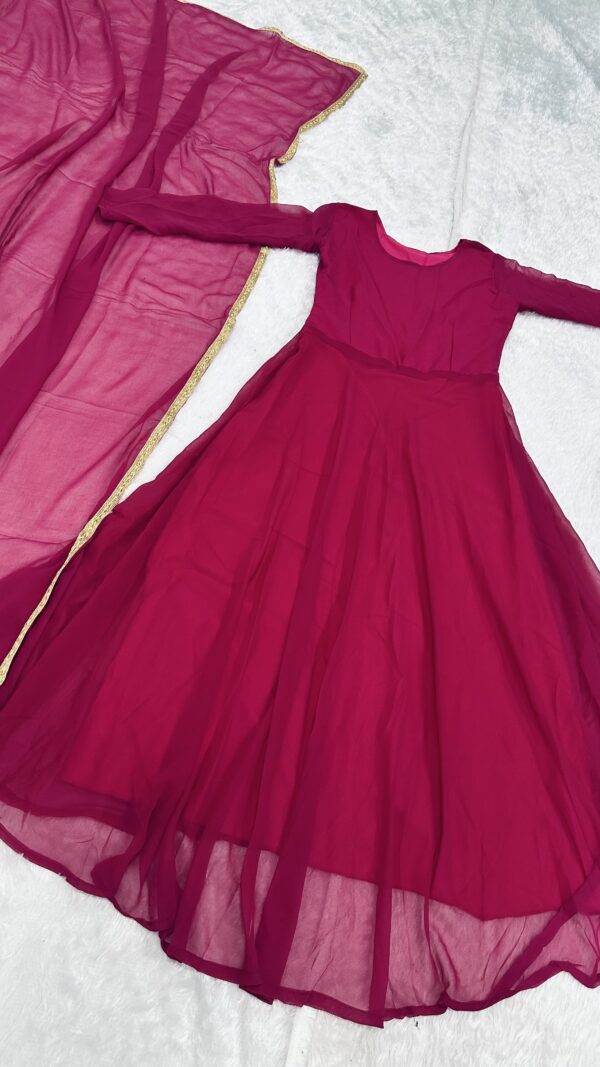 Festive wear georgette Anarkali in berry shade