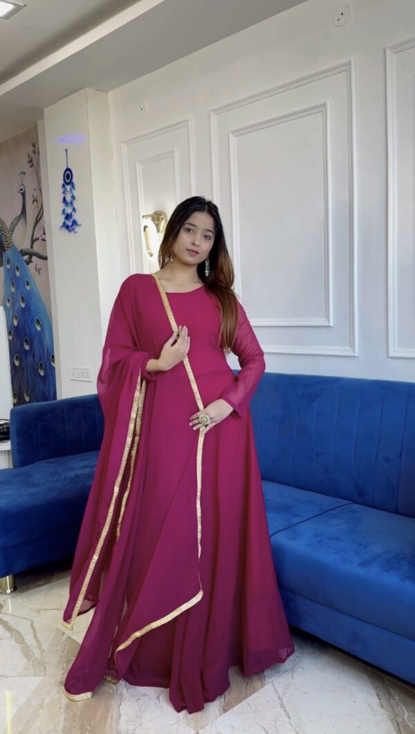 Fully stitched georgette Anarkali with 5 meter flare