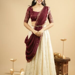 Shahi Aangan sequins zari pure crepe silk lehenga choli with 5 meter flair and shimmer silk dupatta