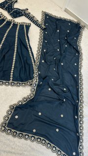 Malai silk fabric texture with sequin zari embroidery lehenga