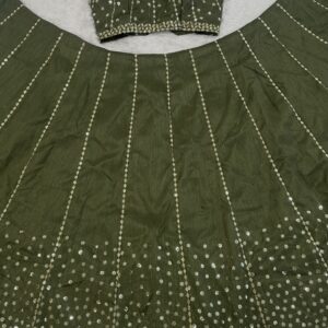 Olive Aura Sequin Thai Silk Lehenga Set - Image 6
