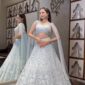 Moonlight ice blue designer lehenga with heavy sequins and thread work bridal wear