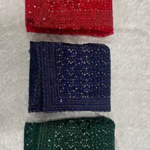 Midnight Glam Sequin Net Party Wear Saree Blouse and Saree Fabric