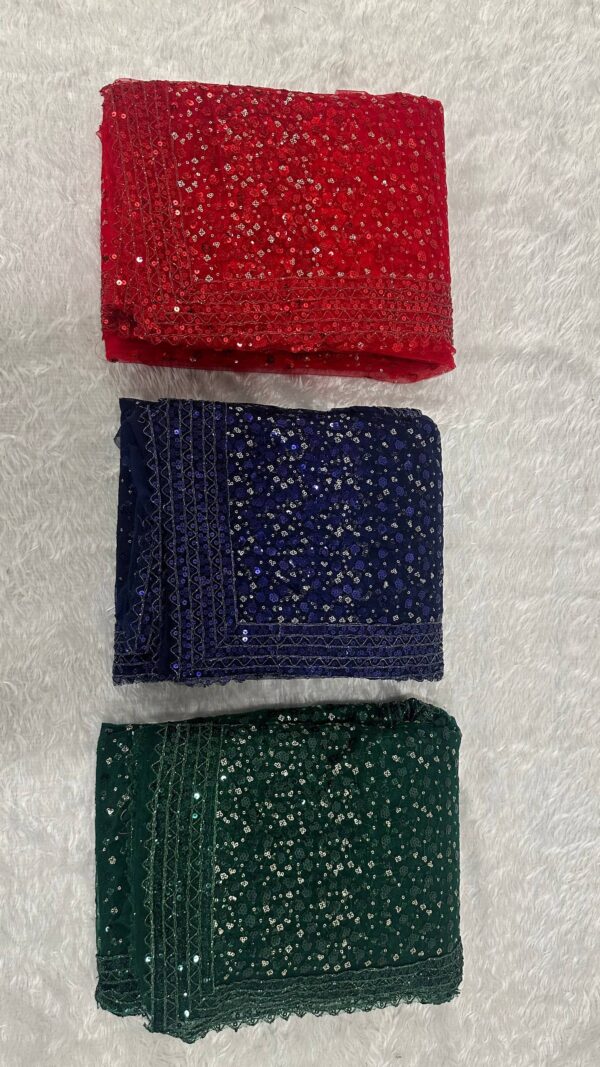 Midnight Glam Sequin Net Party Wear Saree Blouse and Saree Fabric